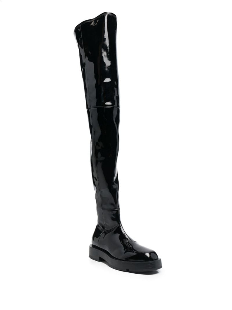 Black Patent Leather Thigh-high Boots