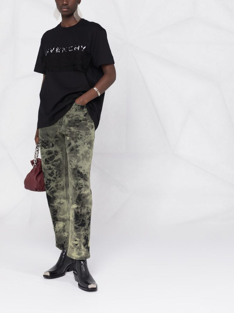 Black Lace Detail Logo T-shirt