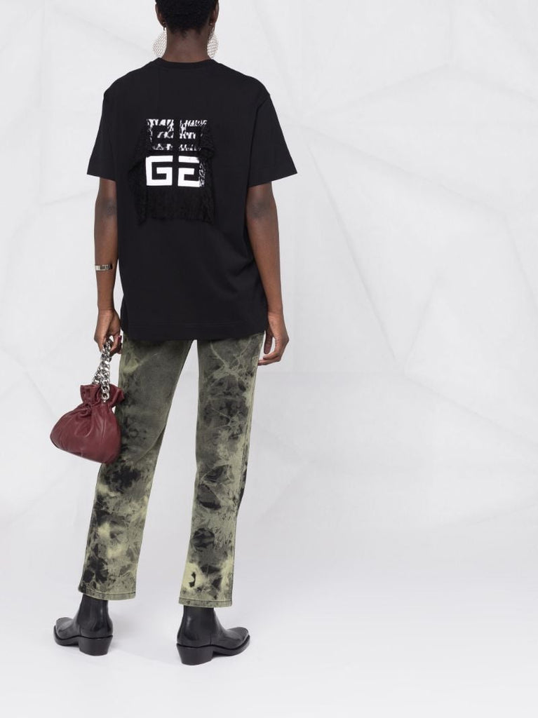 Black Lace Detail Logo T-shirt