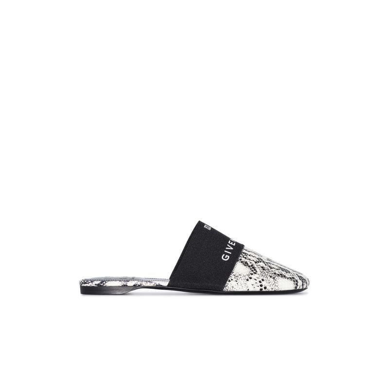 Black Bedford 4g Snake Effect Leather Mules