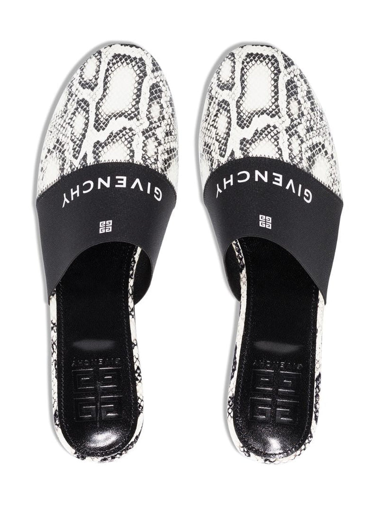Black Bedford 4g Snake Effect Leather Mules