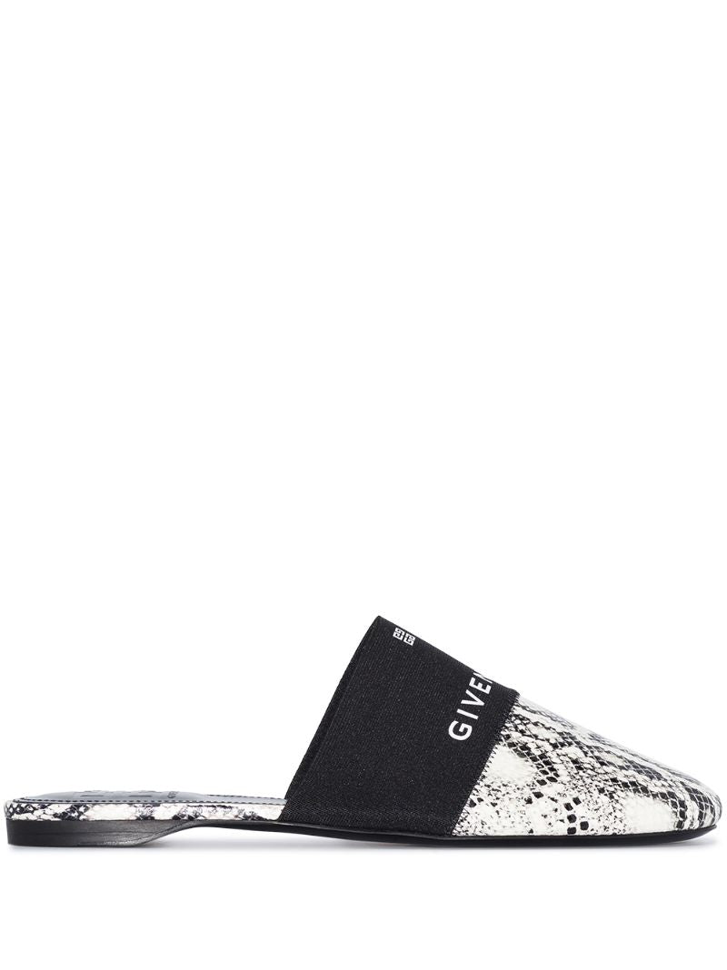 Black Bedford 4g Snake Effect Leather Mules