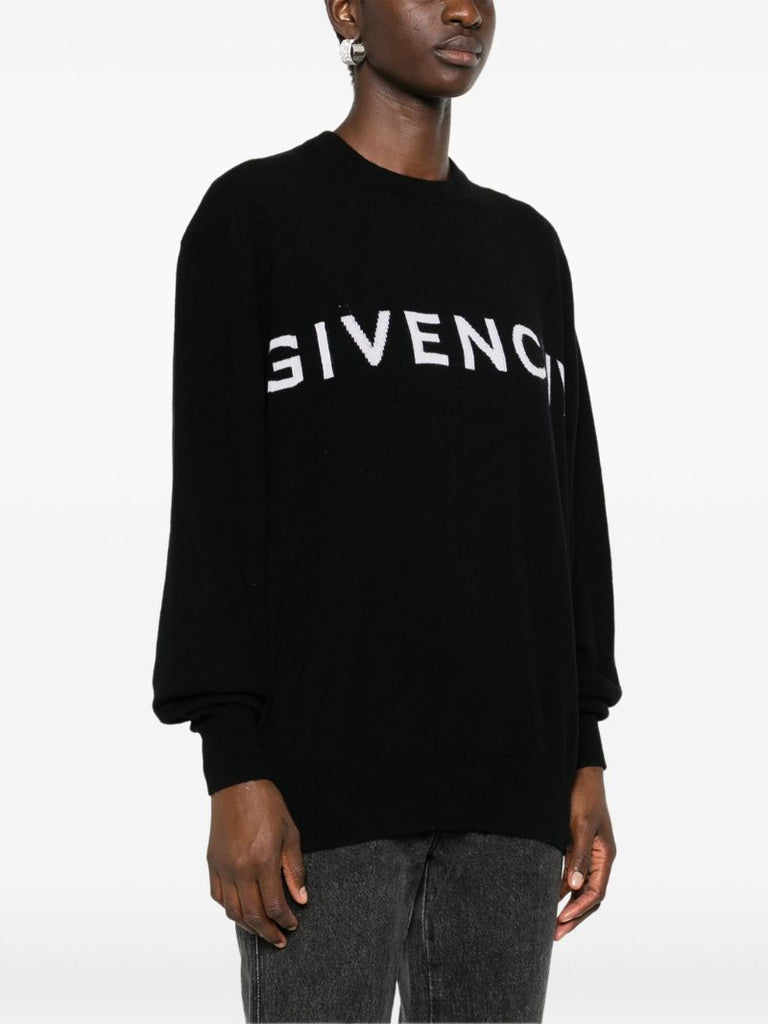 Black Cashmere Logo Sweater