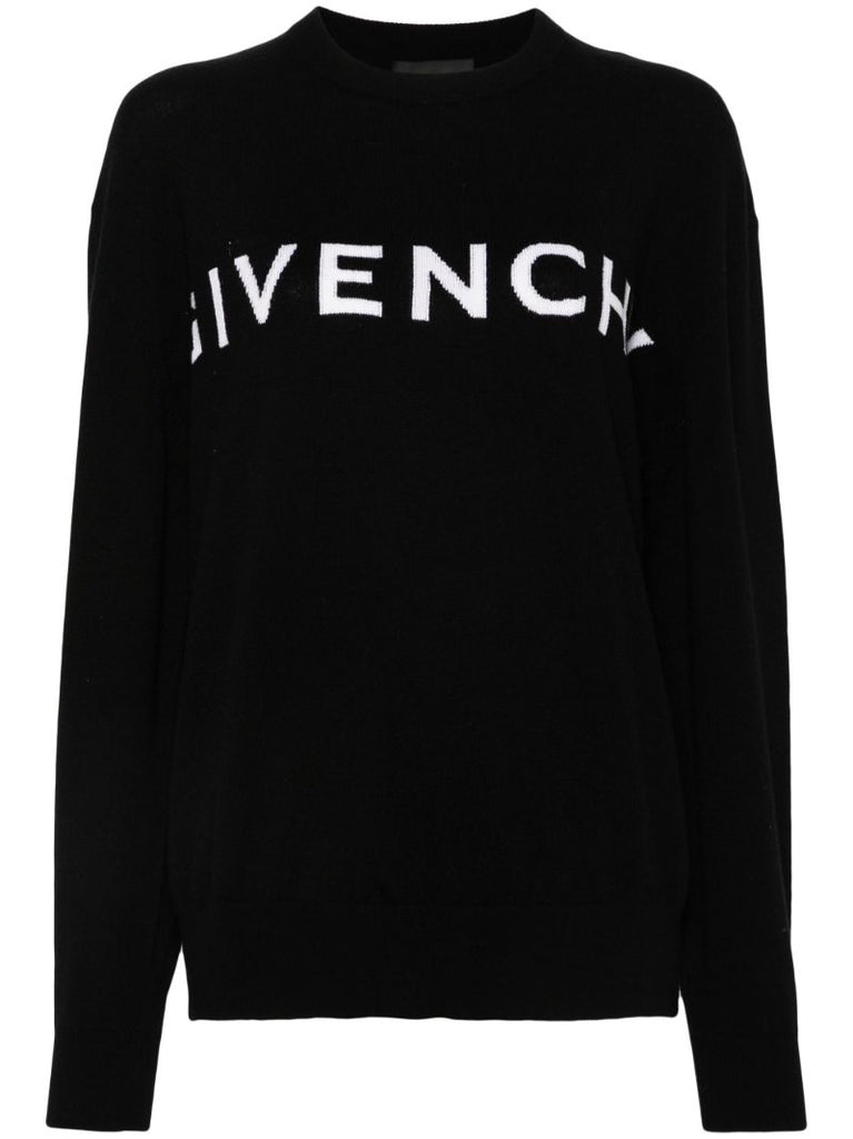 Black Cashmere Logo Sweater