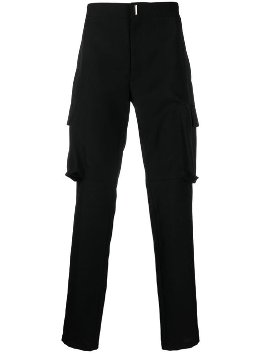 Black Wool Cargo Trousers