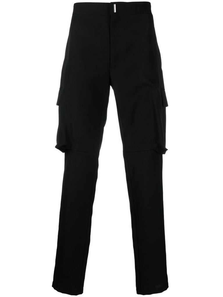 Black Wool Cargo Trousers