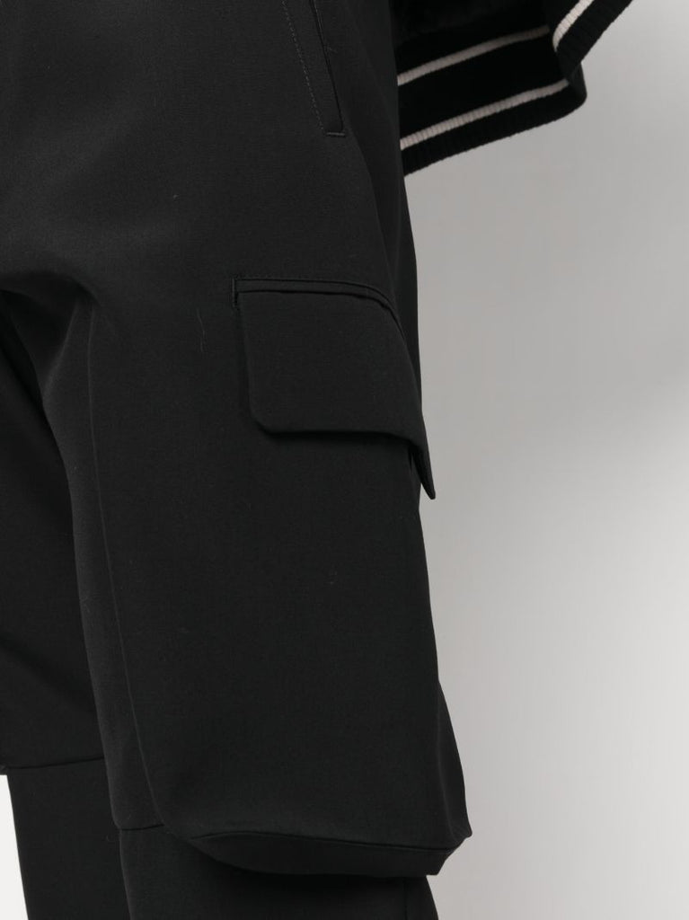 Black Wool Cargo Trousers
