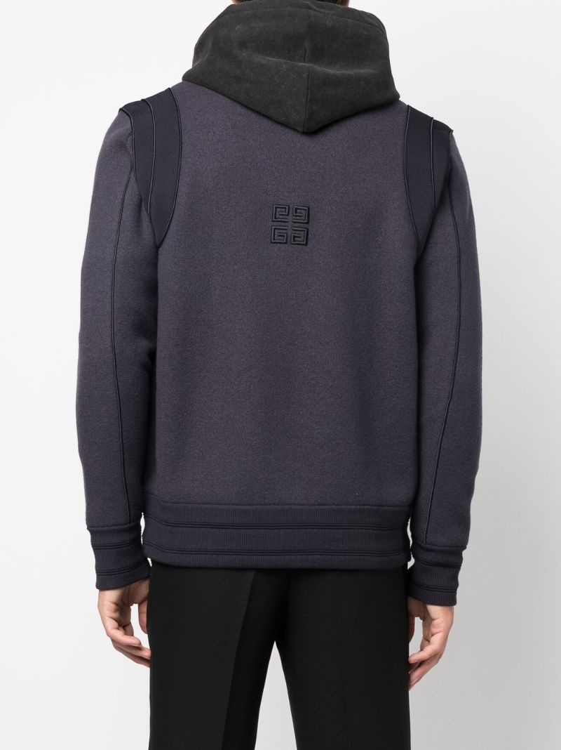 Blue Embroidered Logo Hooded Jacket