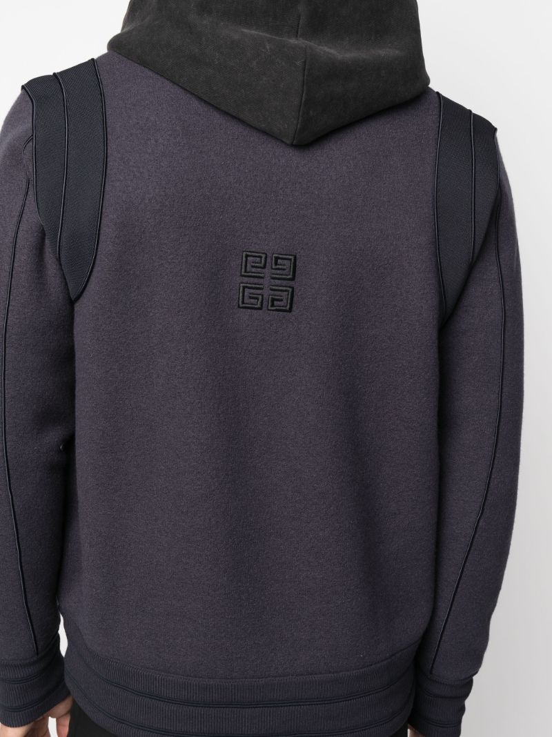Blue Embroidered Logo Hooded Jacket