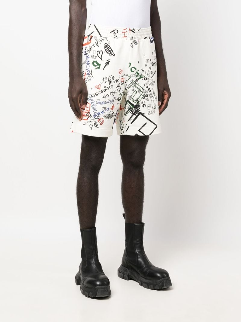 White Graffiti Cotton Track Shorts
