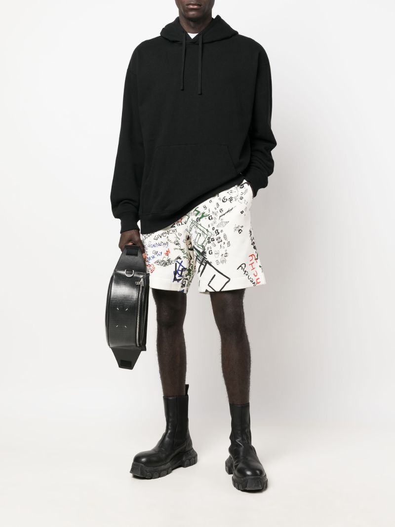 White Graffiti Cotton Track Shorts
