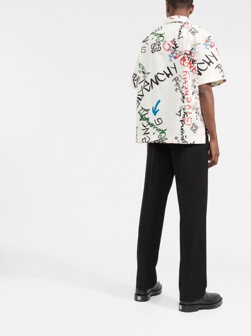 Neutral Graffiti Print Cotton Shirt