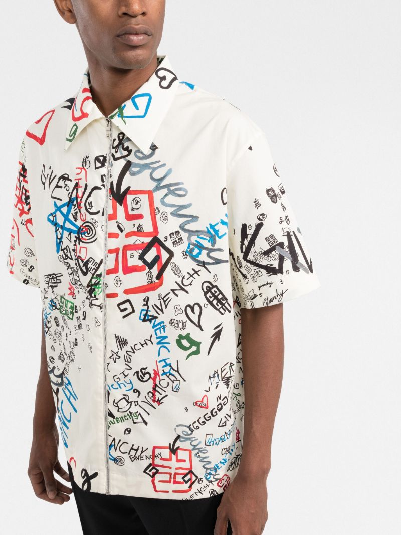 Neutral Graffiti Print Cotton Shirt