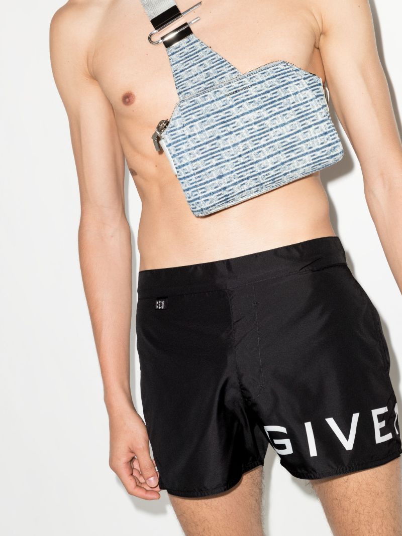 Black Logo Print Swim Shorts
