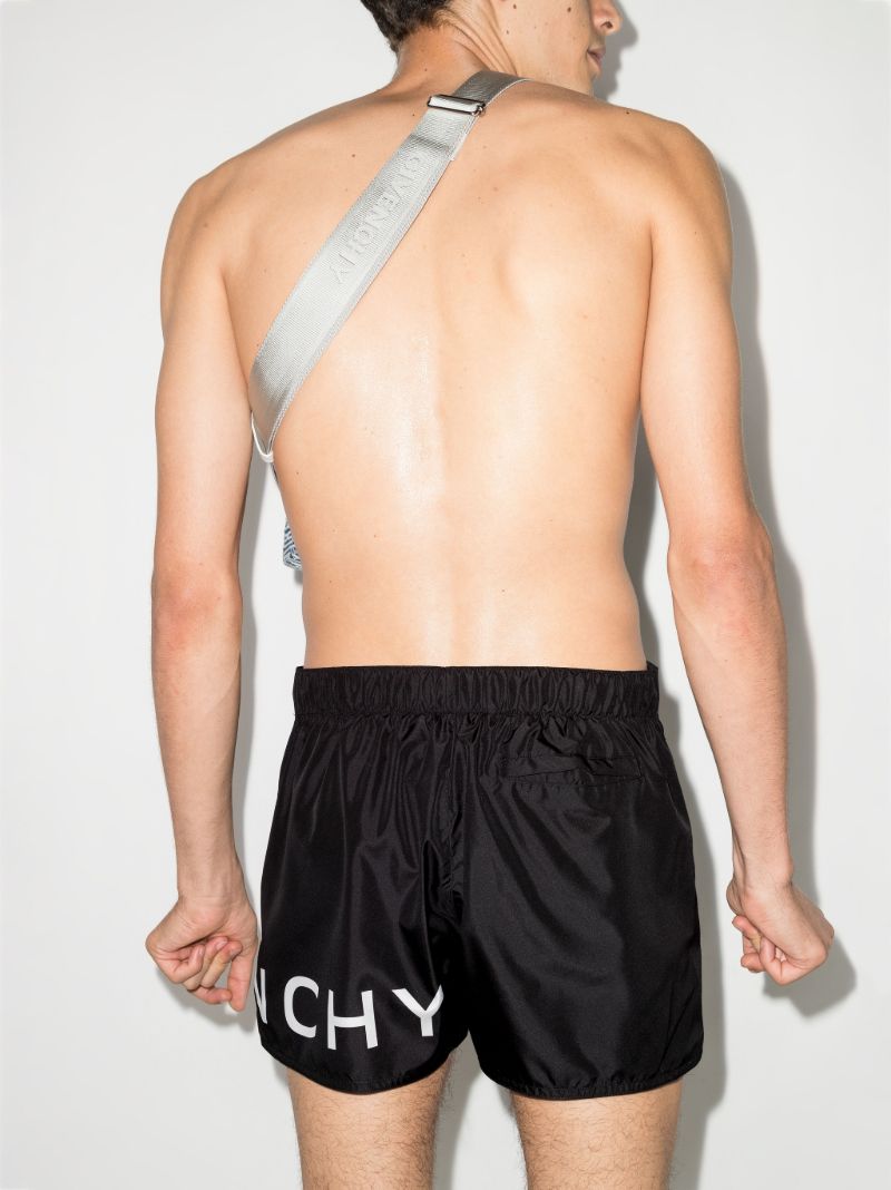 Black Logo Print Swim Shorts