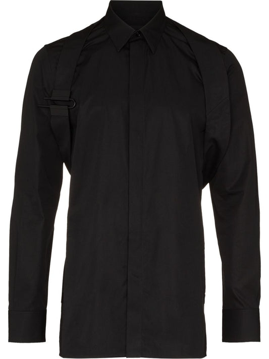 Black Harness Detail Cotton Shirt