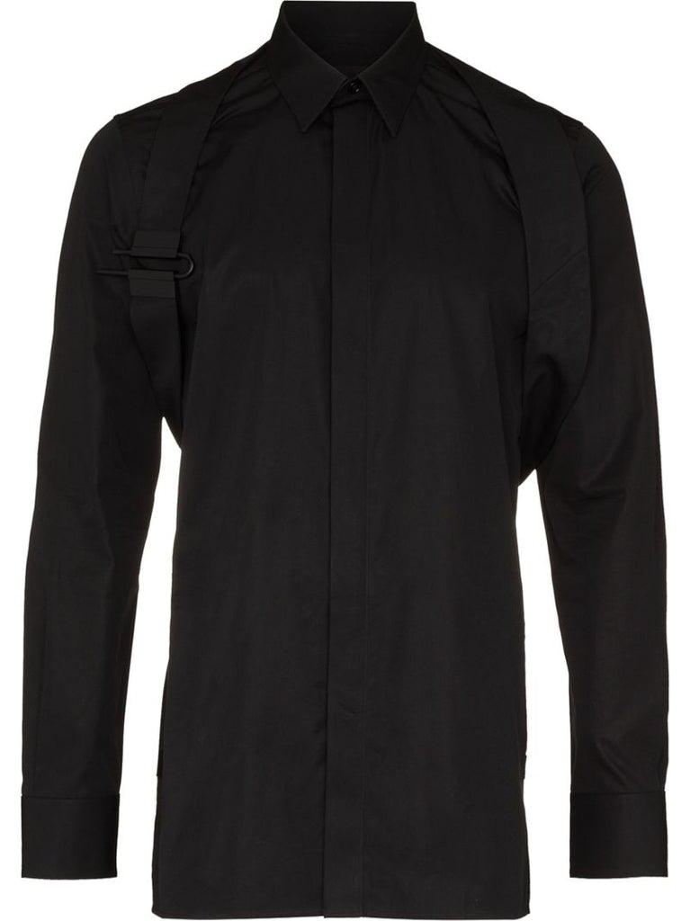 Black Harness Detail Cotton Shirt