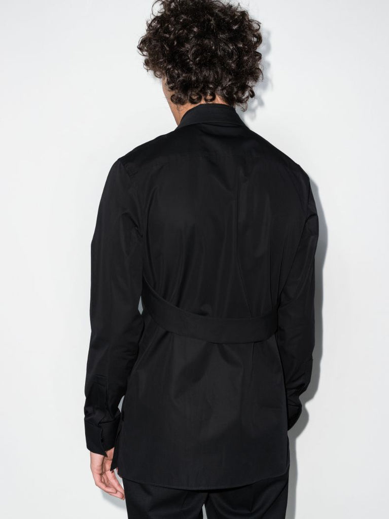 Black Harness Detail Cotton Shirt
