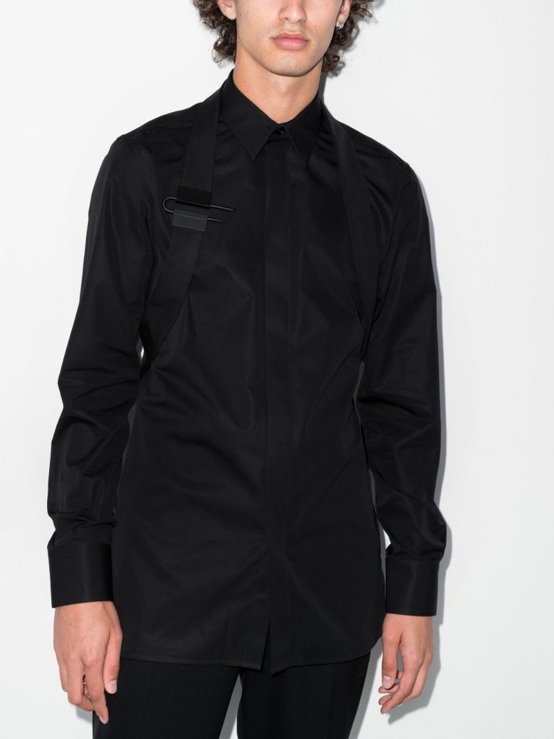 Black Harness Detail Cotton Shirt