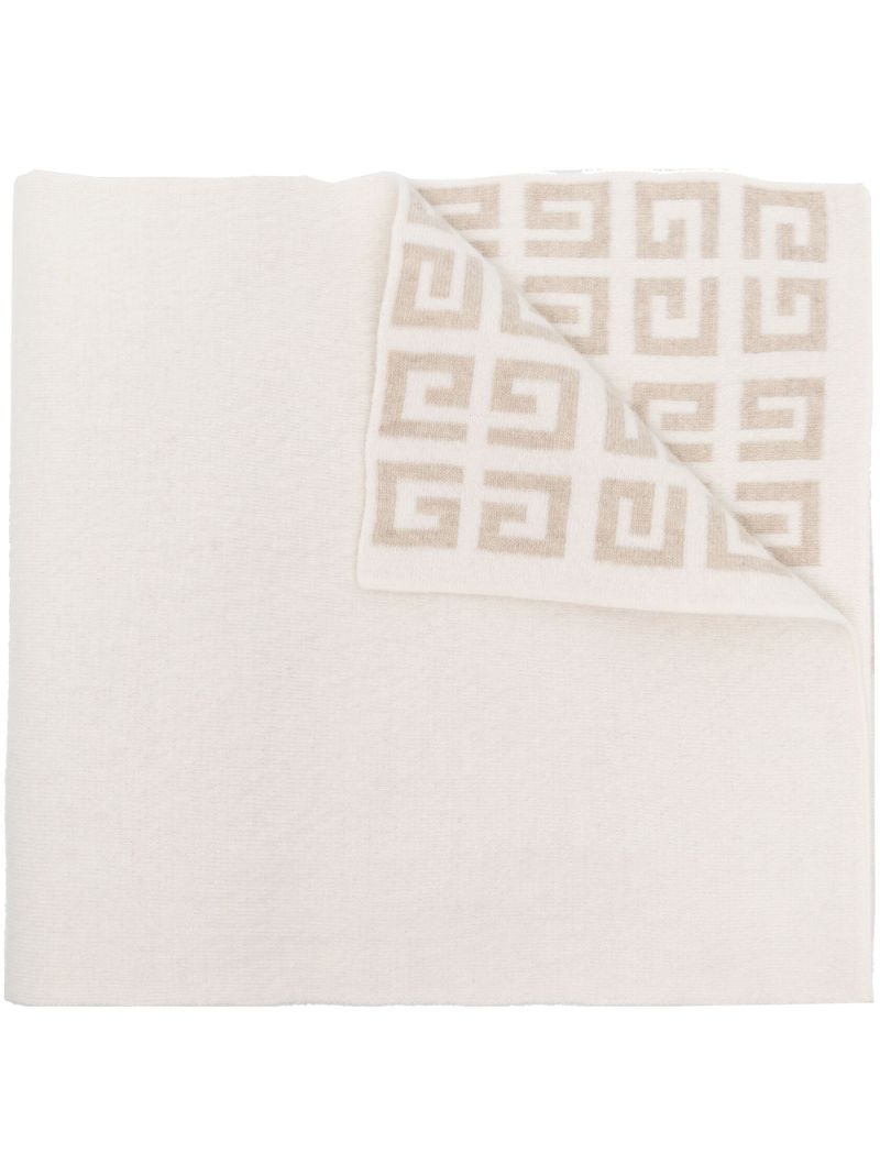 White Logo Wool Scarf
