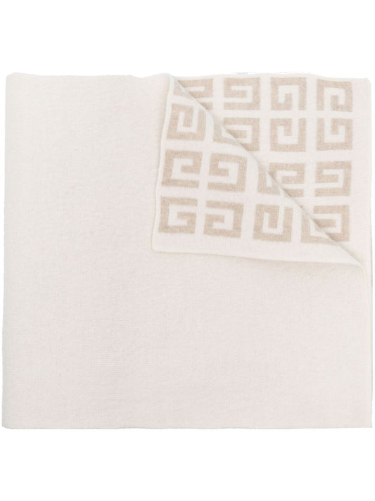 White Logo Wool Scarf