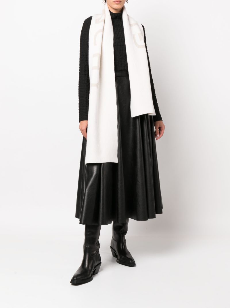 White Logo Wool Scarf