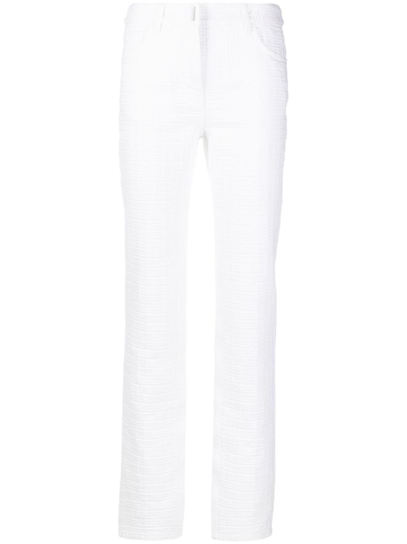 White 4g Monogram Straight Leg Jeans