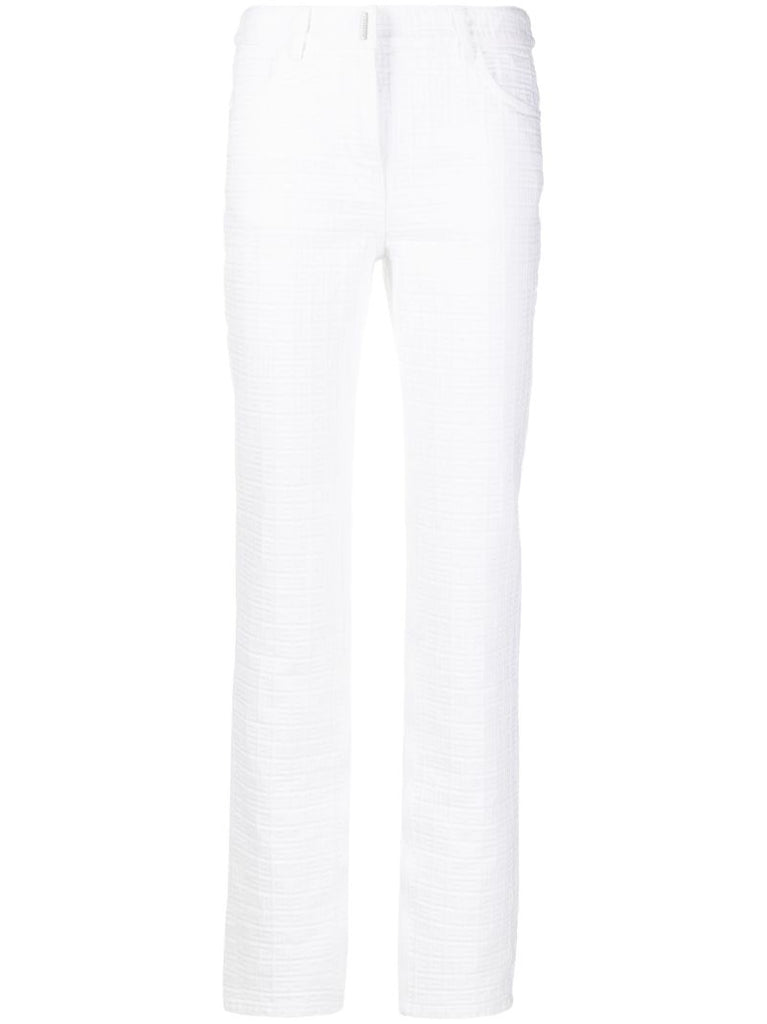White 4g Monogram Straight Leg Jeans