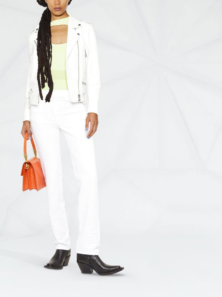 White 4g Monogram Straight Leg Jeans