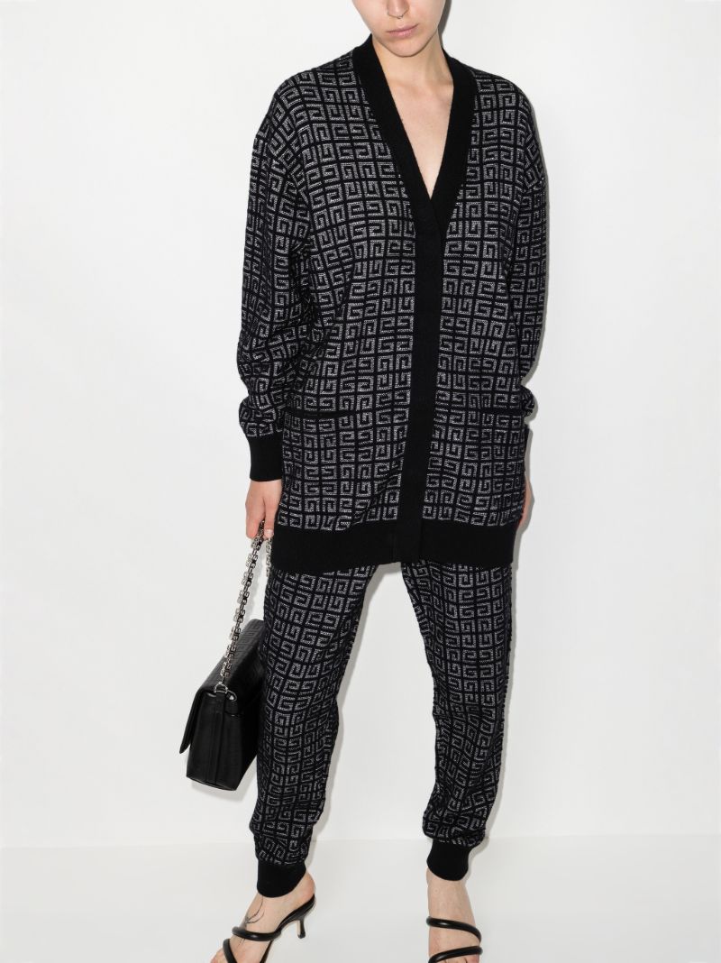Black 4g Jacquard Cashmere Cardigan