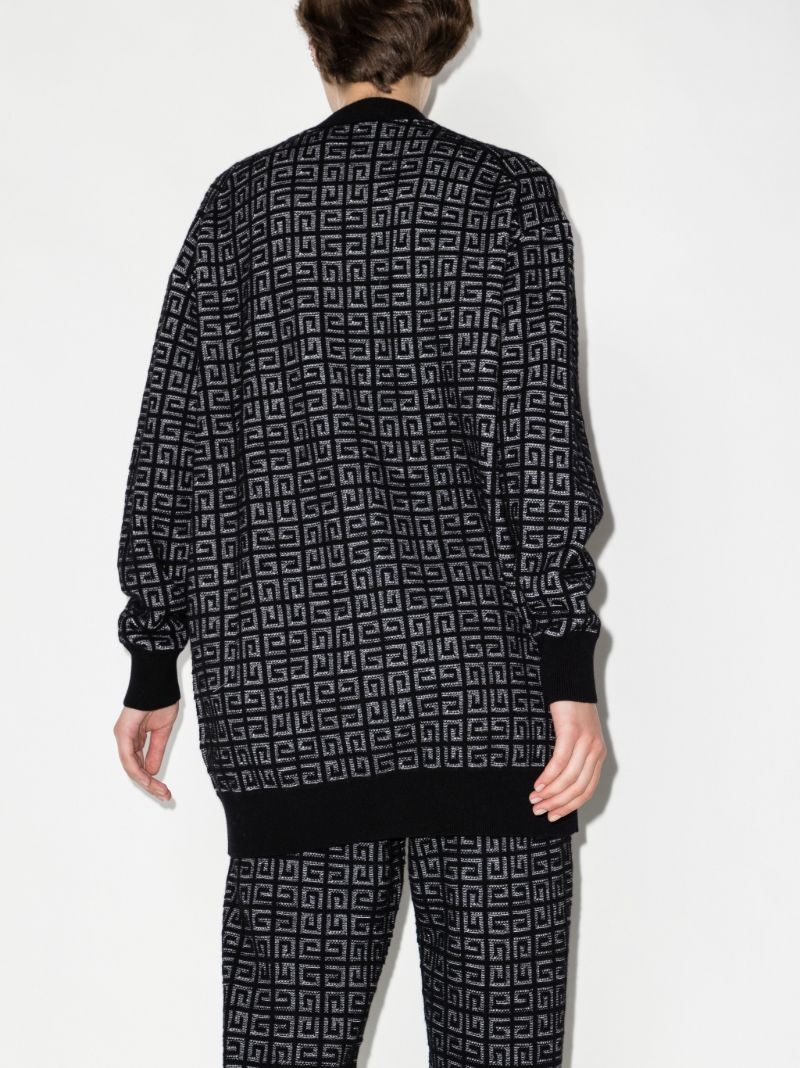 Black 4g Jacquard Cashmere Cardigan