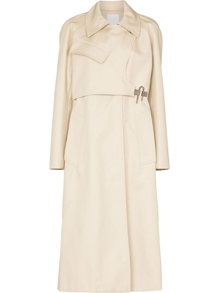 Neutral U-buckle Cotton Trench Coat