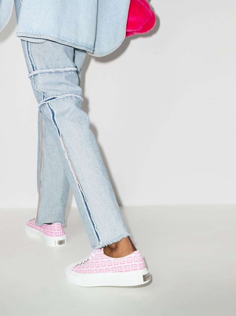 Pink and White City 4g Jacquard Sneakers
