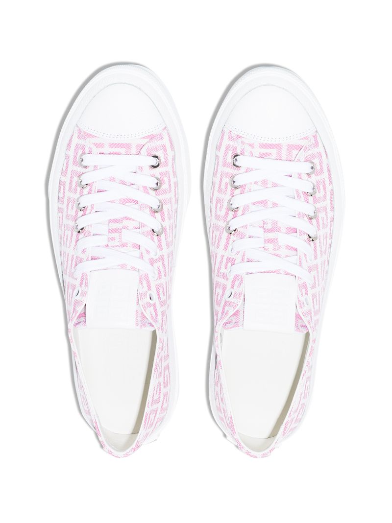Pink and White City 4g Jacquard Sneakers