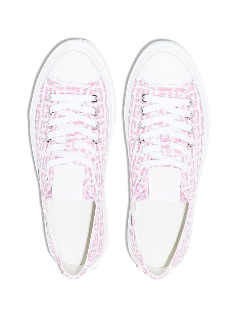 Pink and White City 4g Jacquard Sneakers