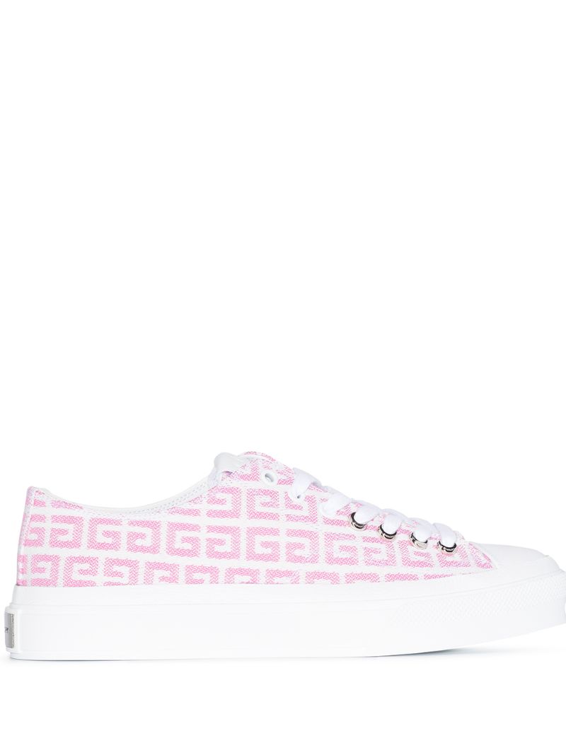 Pink and White City 4g Jacquard Sneakers