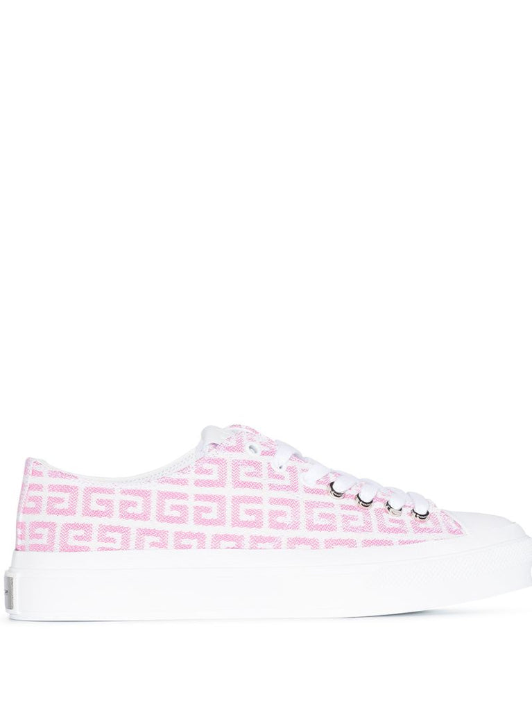 Pink and White City 4g Jacquard Sneakers
