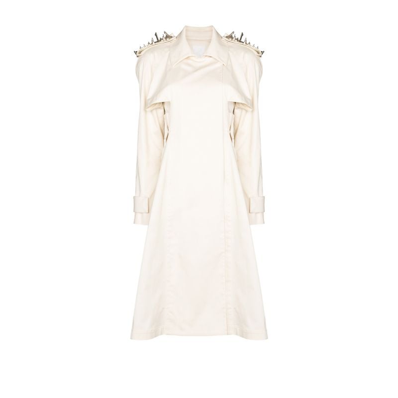 Stud-embellished Asymmetric Trench Coat