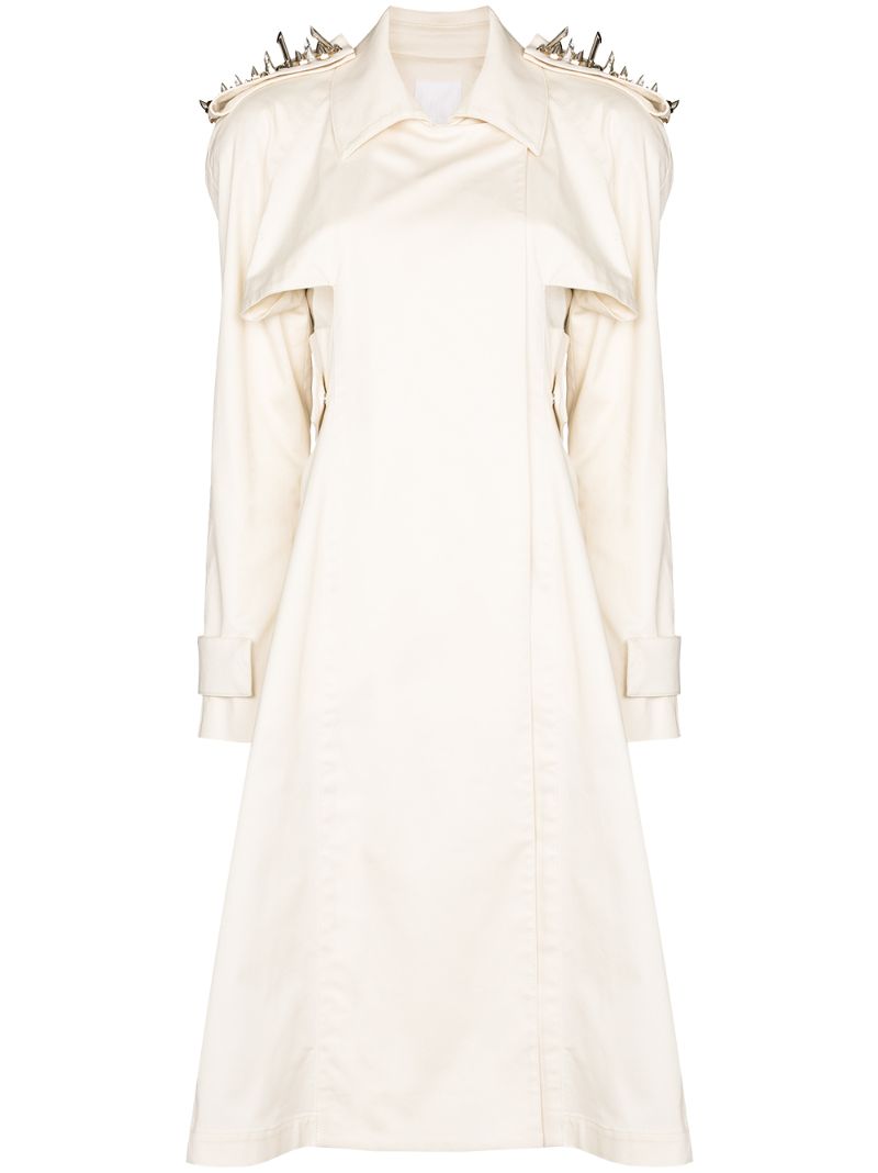 Stud-embellished Asymmetric Trench Coat