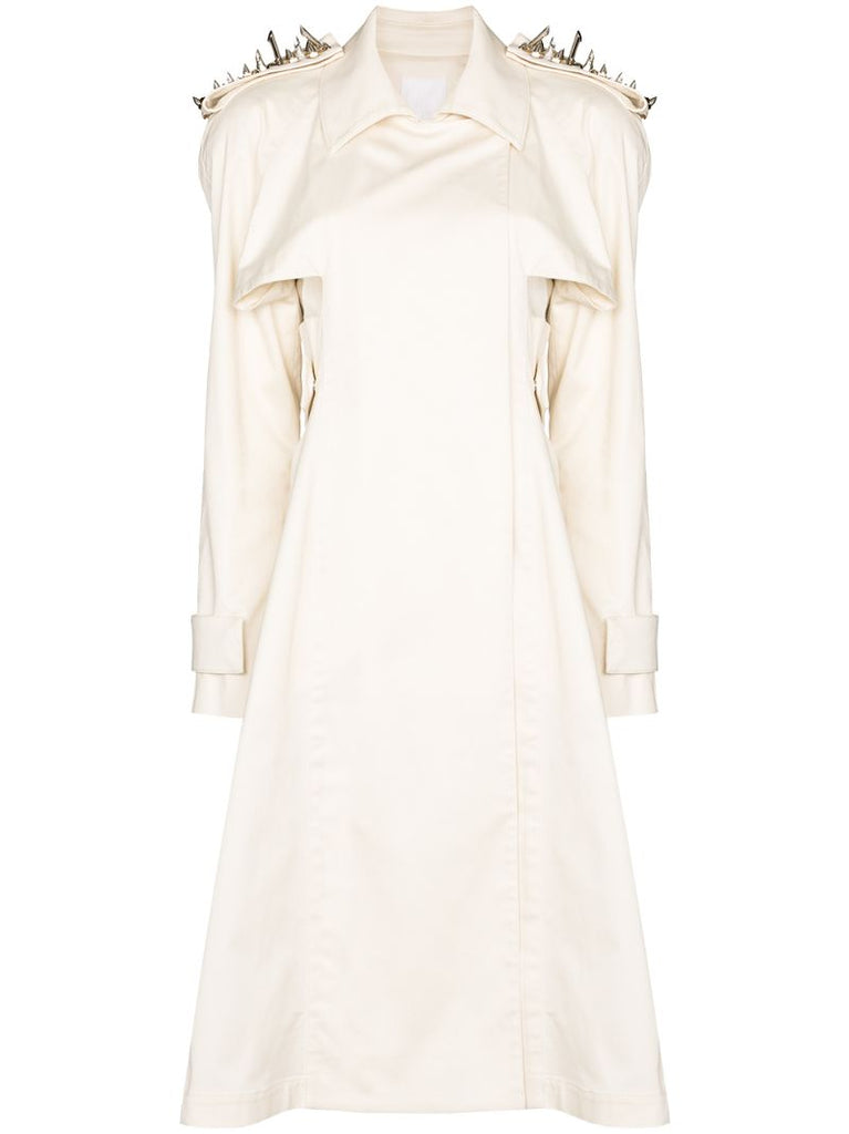 Stud-embellished Asymmetric Trench Coat