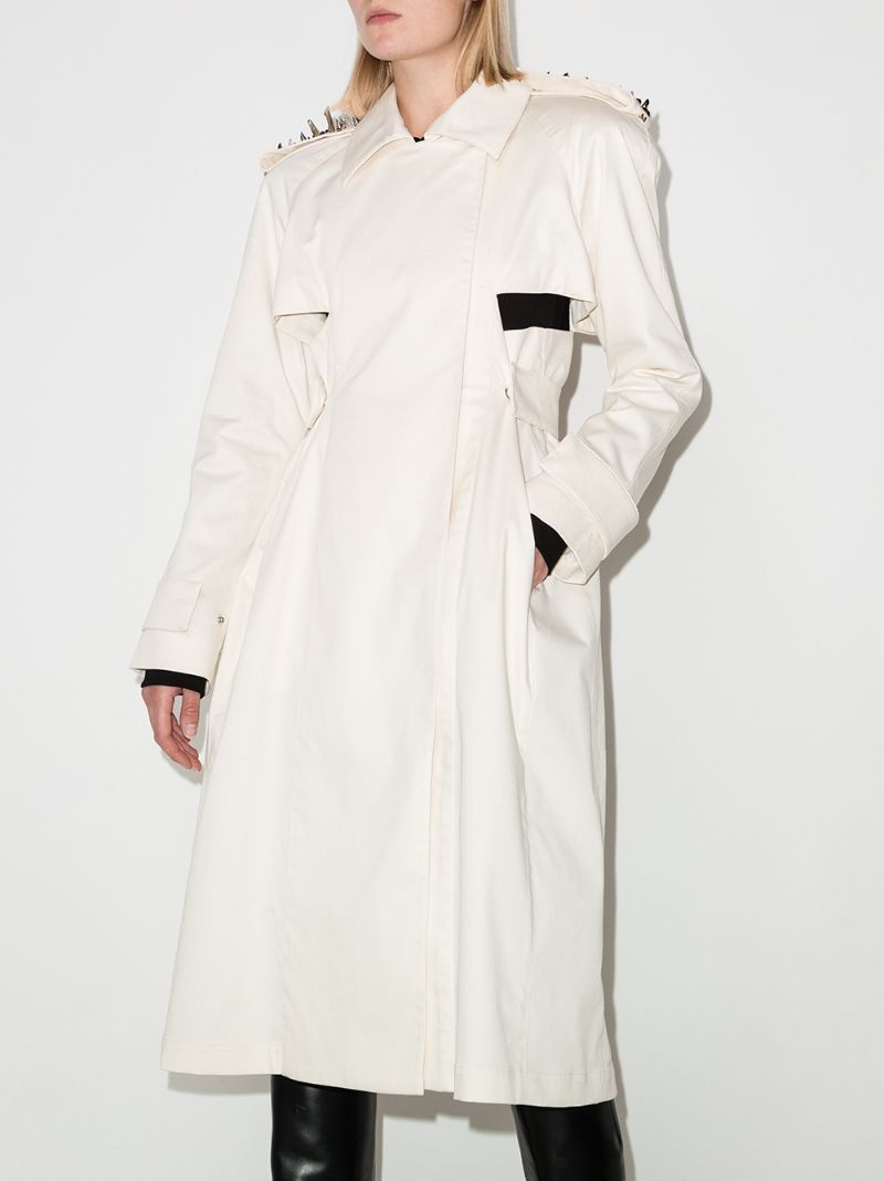 Stud-embellished Asymmetric Trench Coat
