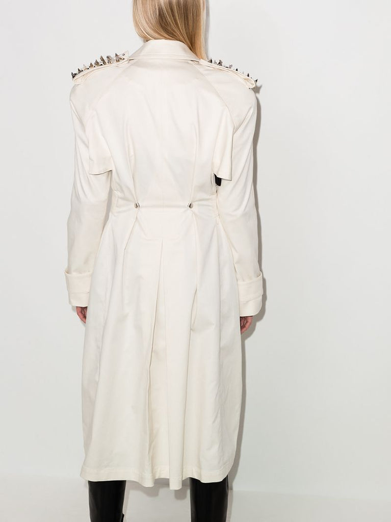 Stud-embellished Asymmetric Trench Coat