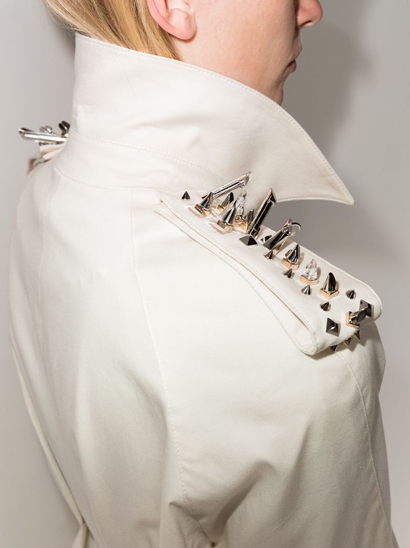 Stud-embellished Asymmetric Trench Coat