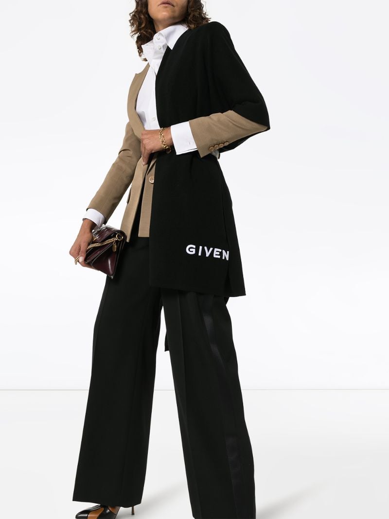 Black Embroidered Logo Wool Scarf