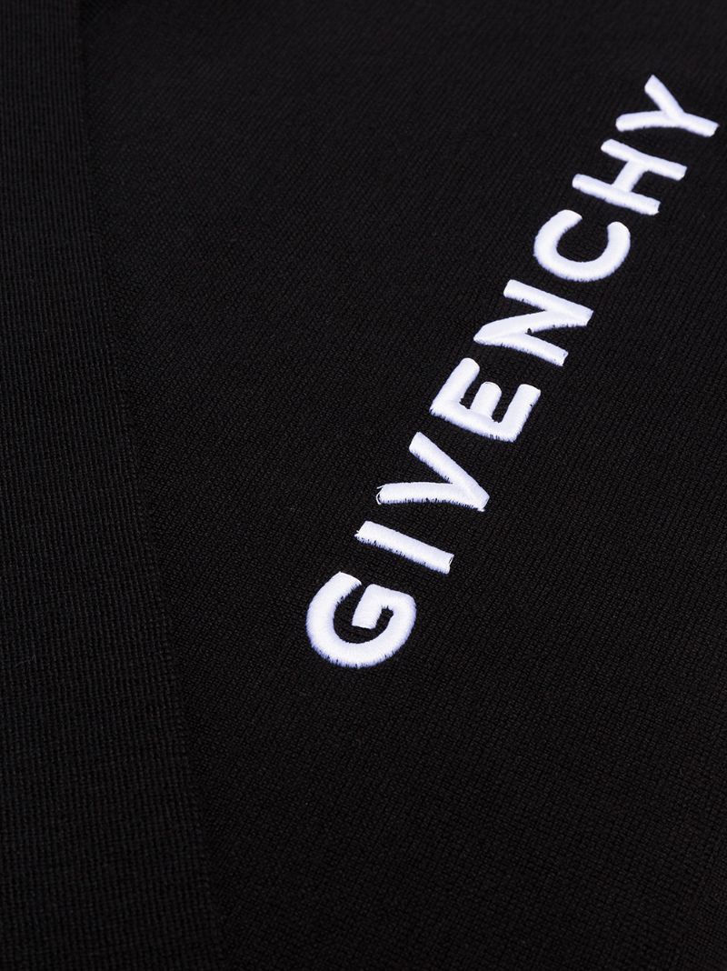 Black Embroidered Logo Wool Scarf