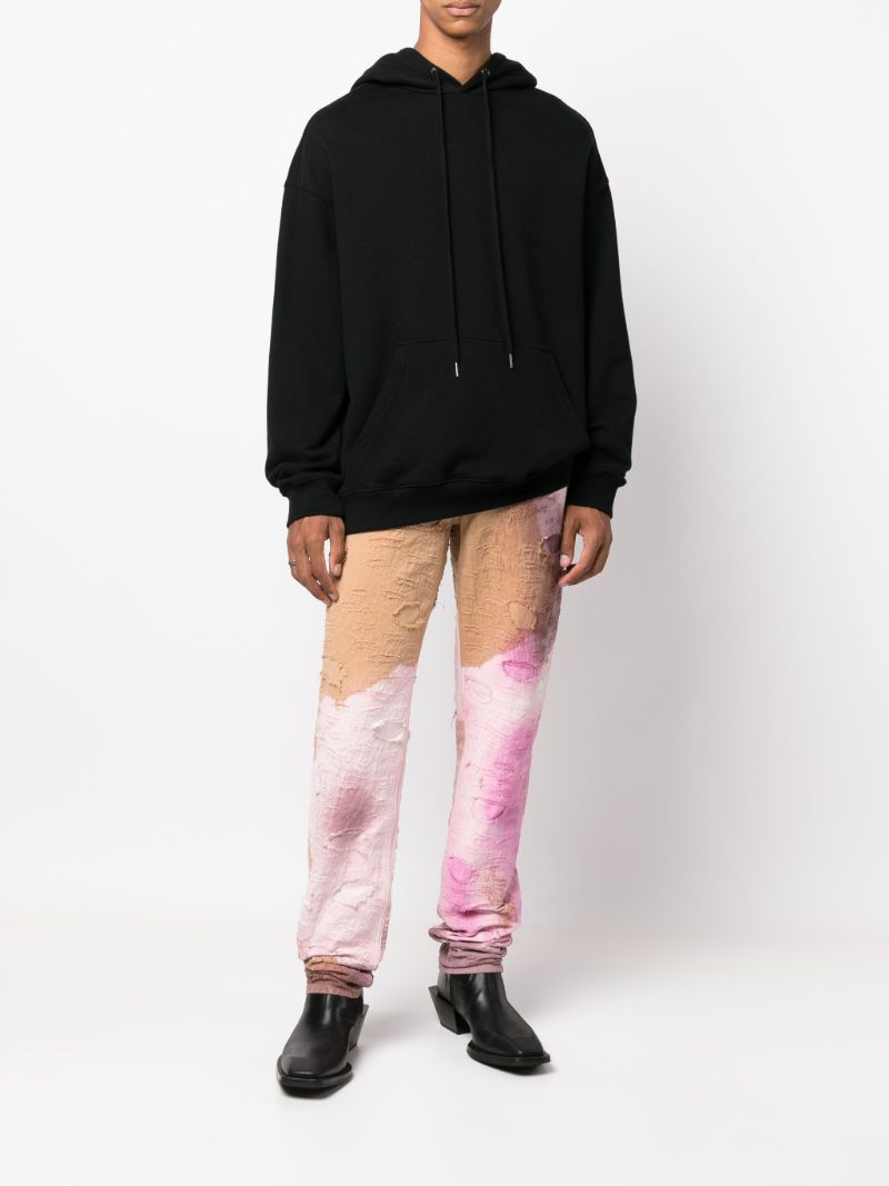 Brown Distressed Tie-dye Slim Jeans