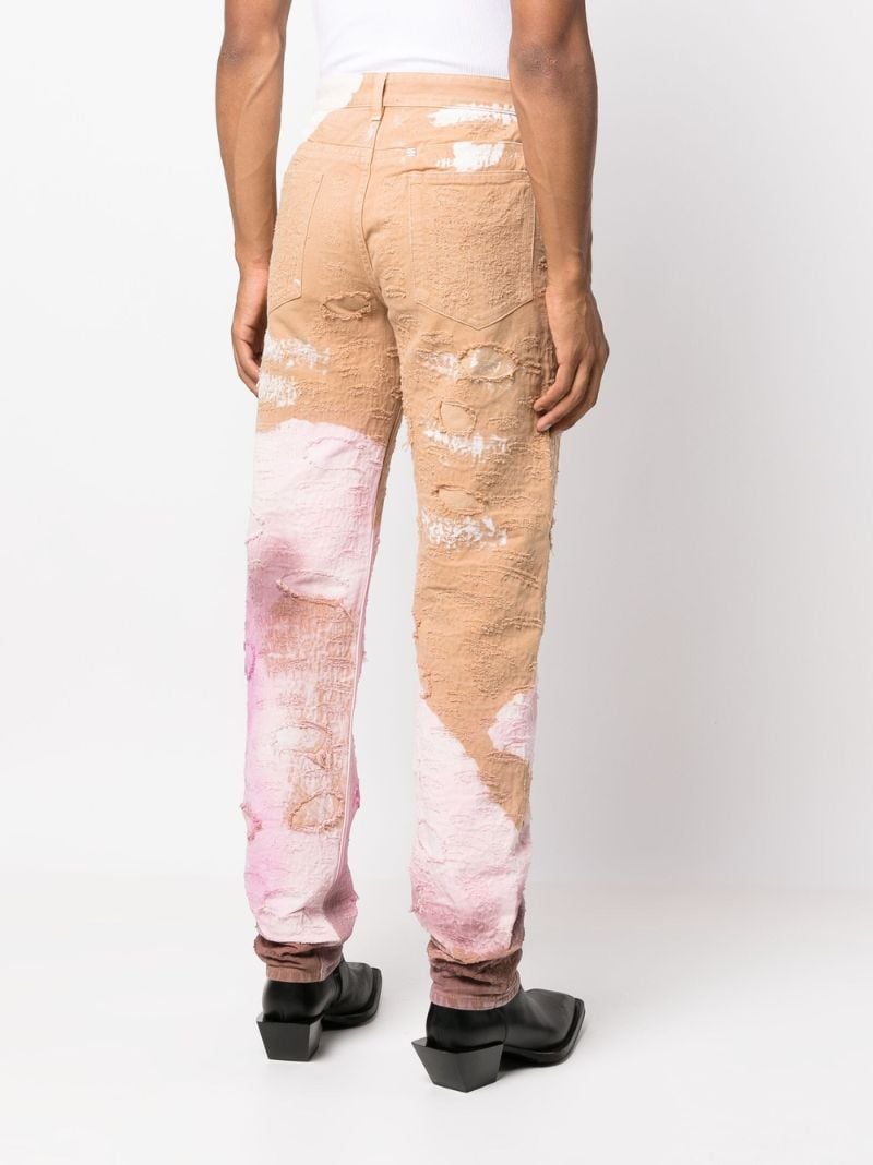 Brown Distressed Tie-dye Slim Jeans