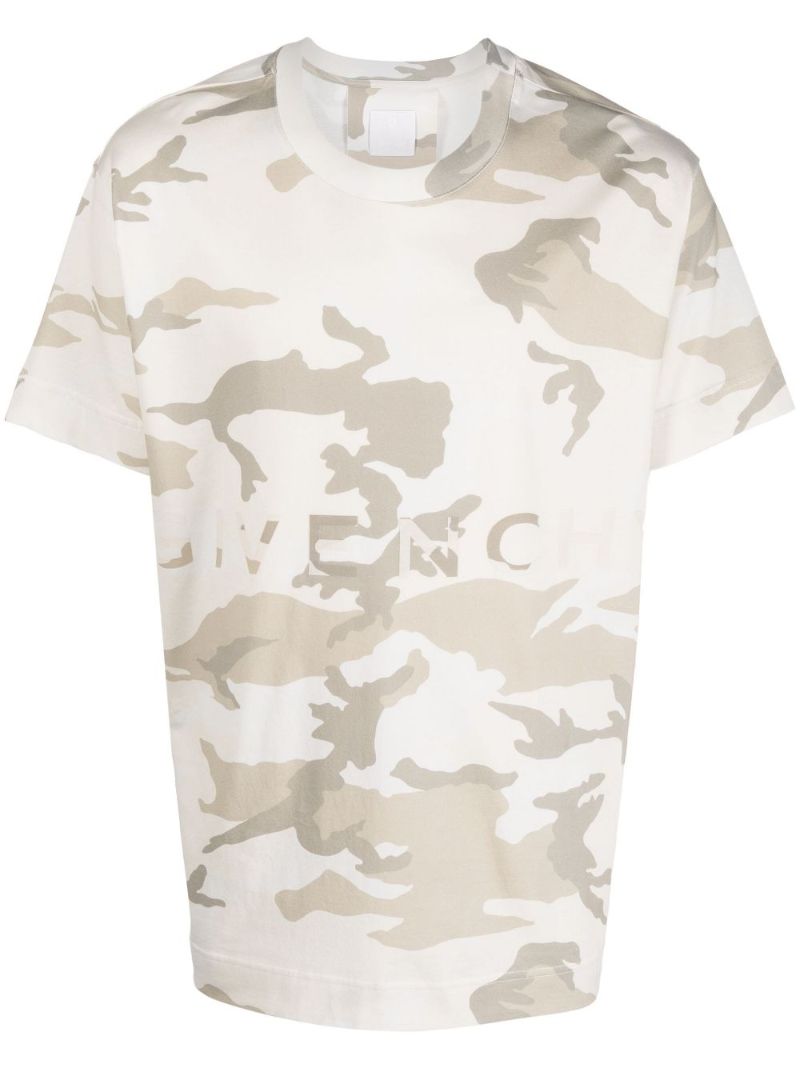 Neutral Camouflage Print Cotton T-shirt