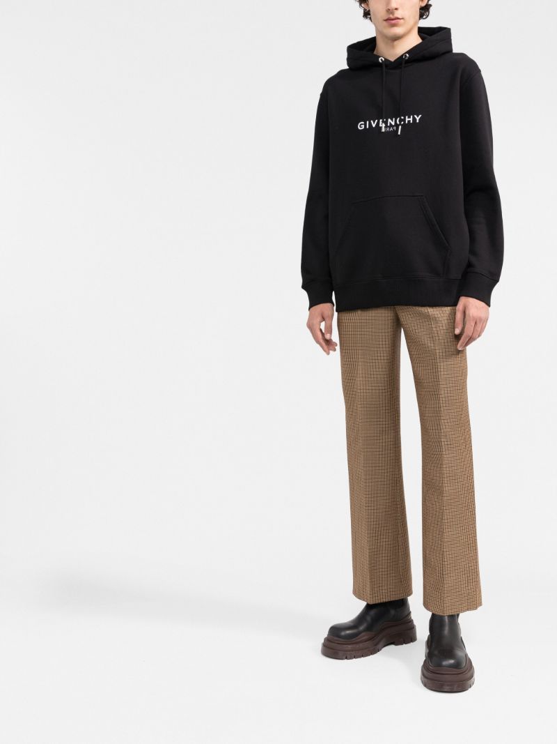 Black Reverse Logo Cotton Hoodie