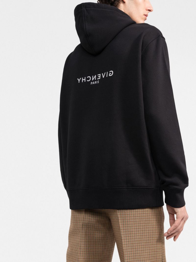 Black Reverse Logo Cotton Hoodie